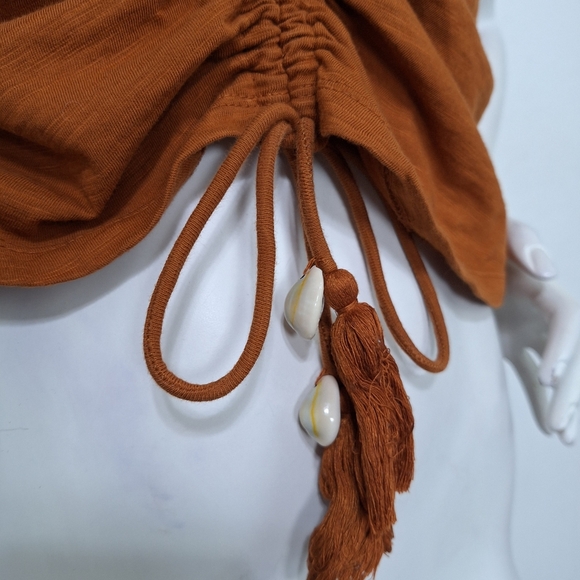 Shyanne Pecan Brown Embellished Western Equestrian Front Tie Tassel Top Size XL - Picture 3 of 12